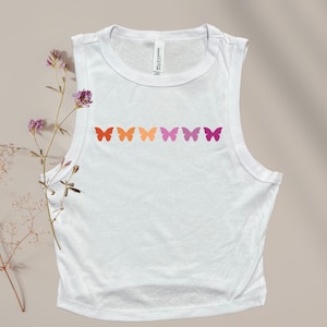 Lesbian Tank Top, Lesbian Butterflies, Lesbian Tank Top, Pride Tank, Subtle Pride Shirt, Baby Tee, Trendy Pride, Lesbian Crop Top