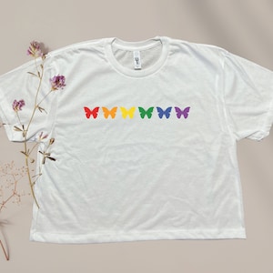 Gay Crop Top, Gay Butterflies, Gay Crop Top, Gay Pride Shirt, Subtle Pride Shirt, Trendy Pride Shirt, Gay Crop Top, Plus Size Pride