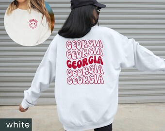 Sudadera de Georgia, camiseta retro de Georgia, cuello redondo de Georgia, día del partido de Georgia, camiseta de Georgia, regalo de Georgia, fútbol de Georgia, camiseta Go Dawgs