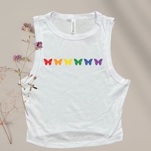 Gay Tank Top, Gay Butterflies, Gay Tank Top, Gay Pride Tank, Subtle Pride Shirt, Baby Tee, Trendy Pride, Gay Crop Top, Plus Size Pride