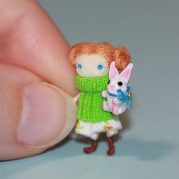 Ready to ship, Tiny doll, Christmas doll, Figurine for a doll house, Miniature doll, Christmas ornaments, Unique gift