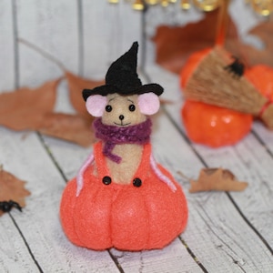 Felt Ornament, Woolen mouse, Miniature doll, Halloween mouse, Halloween Ornament, Halloween witch doll, Unique dolls