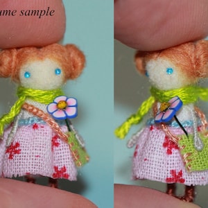 Tiny doll, Figurine for a doll house, Miniature doll, Art doll, soft sculpture, Dollhouse, Unique gift