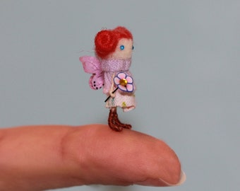 Ready to ship, Tiny doll, Christmas doll, Figurine for a doll house, Miniature doll, Christmas ornaments, Unique gift