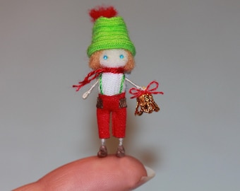 Tiny Christmas Doll: Miniature Figurine for Dollhouse