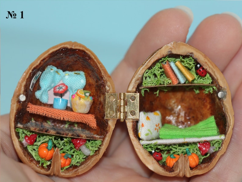 Walnut Shell Miniatures Handmade Walnut Shell Diorama: Miniature Fairy Garden House - Etsy