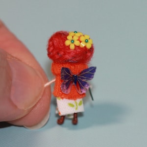 Tiny Christmas Doll: Handmade Miniature Figurine for Dollhouse