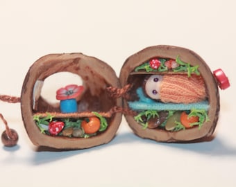 RESERVED — do not purchase | Lumi — Guardian of the Hazelnut House | Handmade 9 mm Miniature Art Doll