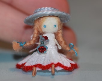 Tiny Doll: Miniature Pompom Figurine for Dollhouse