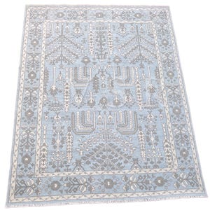 Classical Light Blue And Gray Oushak Made to Order (In Any Size) Hand Knotted Oushak rugs/large rug/pastel rugs/for Bedroom/for living room