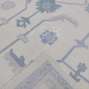 Pastel White  Blue Modern   Oushak Made to Order (In Any Size!!!!) Hand Knotted  Oushak rugs/ large area rug/pastel /for Bedroom!!!