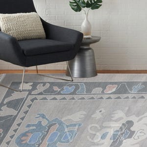 Modern 9x12 Gray Blue   Oushak Made to Order (In Any Size!!!!) Hand Knotted Modern Oushak rugs/ large area rug/pastel image/for Bedroom!!!