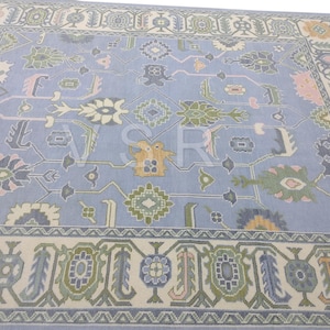 Pastel Blue Pink Modern  Oushak Made to Order (In Any Size!!!!) Hand Knotted Modern Oushak rugs/ large area rug/pastel image/for Bedroom!!!