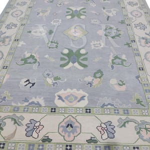 9X12 Floral Green With Gray Oushak Made to Order (In Any Size) Hand Knotted  Oushak rugs/ large area rug/pastel image/for Bedroom!!!!