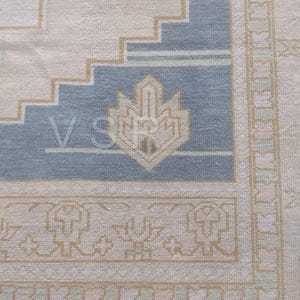 Hermoso Oushak azul beige pastel hecho a pedido (en cualquier tamaño), alfombras Oushak anudadas a mano, alfombras grandes, alfombras pastel, para dormitorio, para sala de estar.