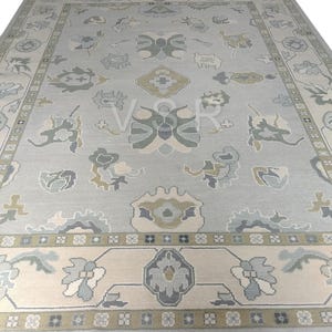 Gray Green beautiful Pastel  Oushak Made to Order (In Any Size)Hand Knotted Oushak rugs/large rug/pastel rugs/for Bedroom/for living room.