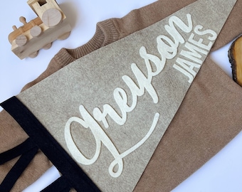 Custom Felt First and Middle Name Pennant: Nursery Decor, Kids Room Art