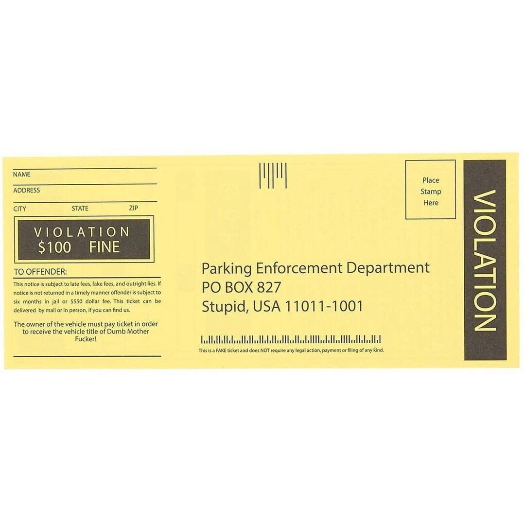 100-sheet Fake Parking Tickets FUNNY GADGET XMAS Birthday Gift Prank ...