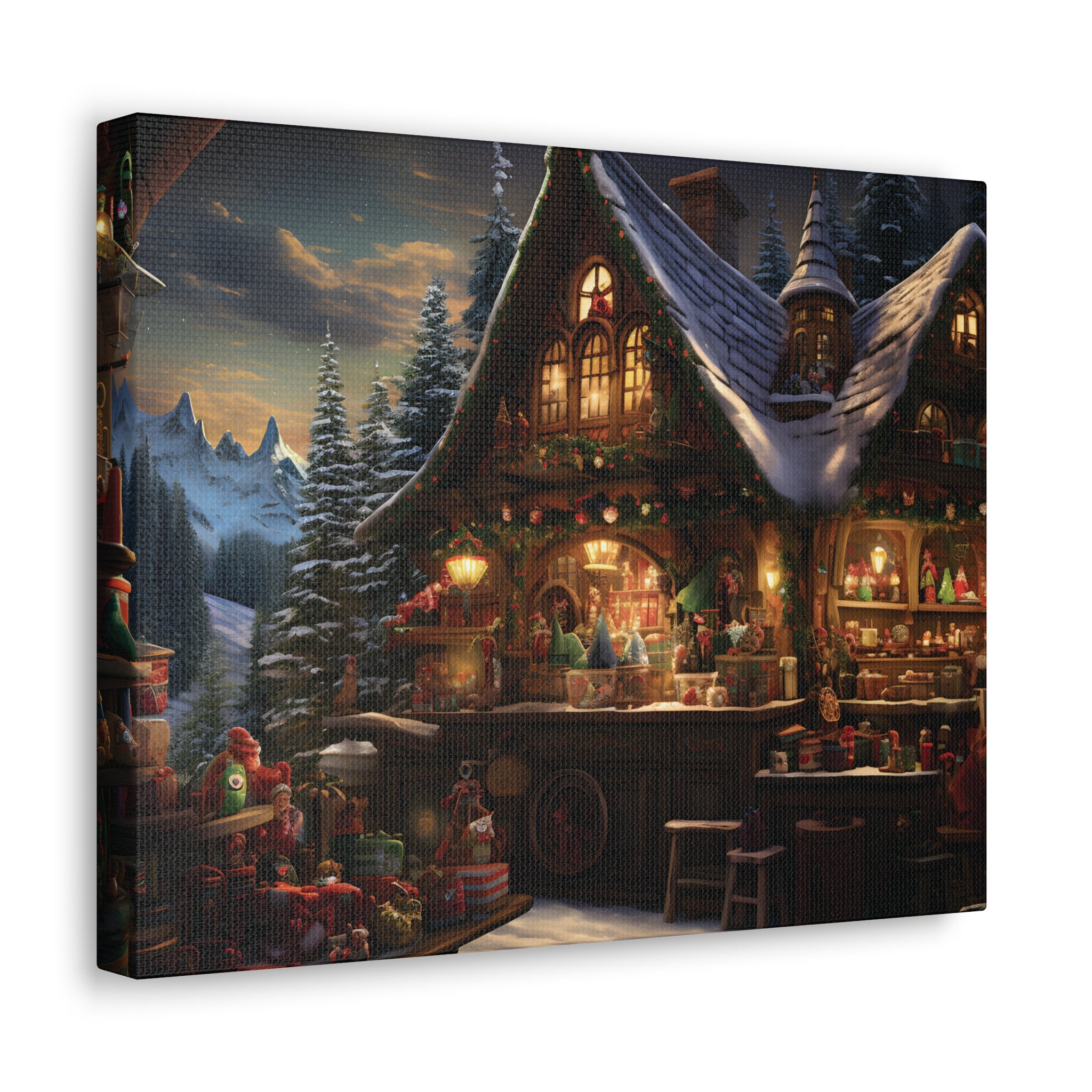 14x11 Christmas Canvas Prints, Thomas Kinkade Inspired Art, Ideal for