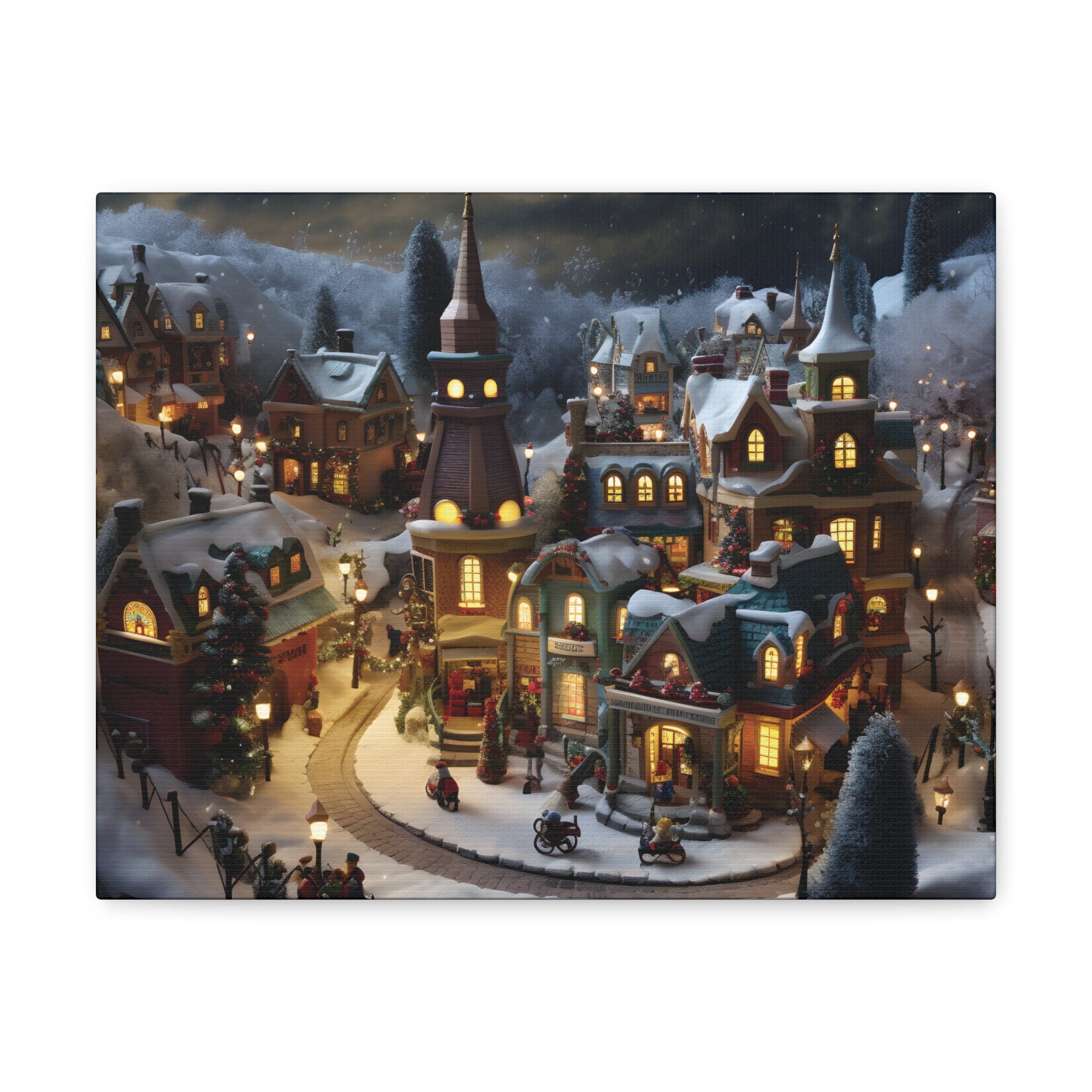 14x11 Christmas Canvas Prints, Thomas Kinkade Inspired Art, Ideal for