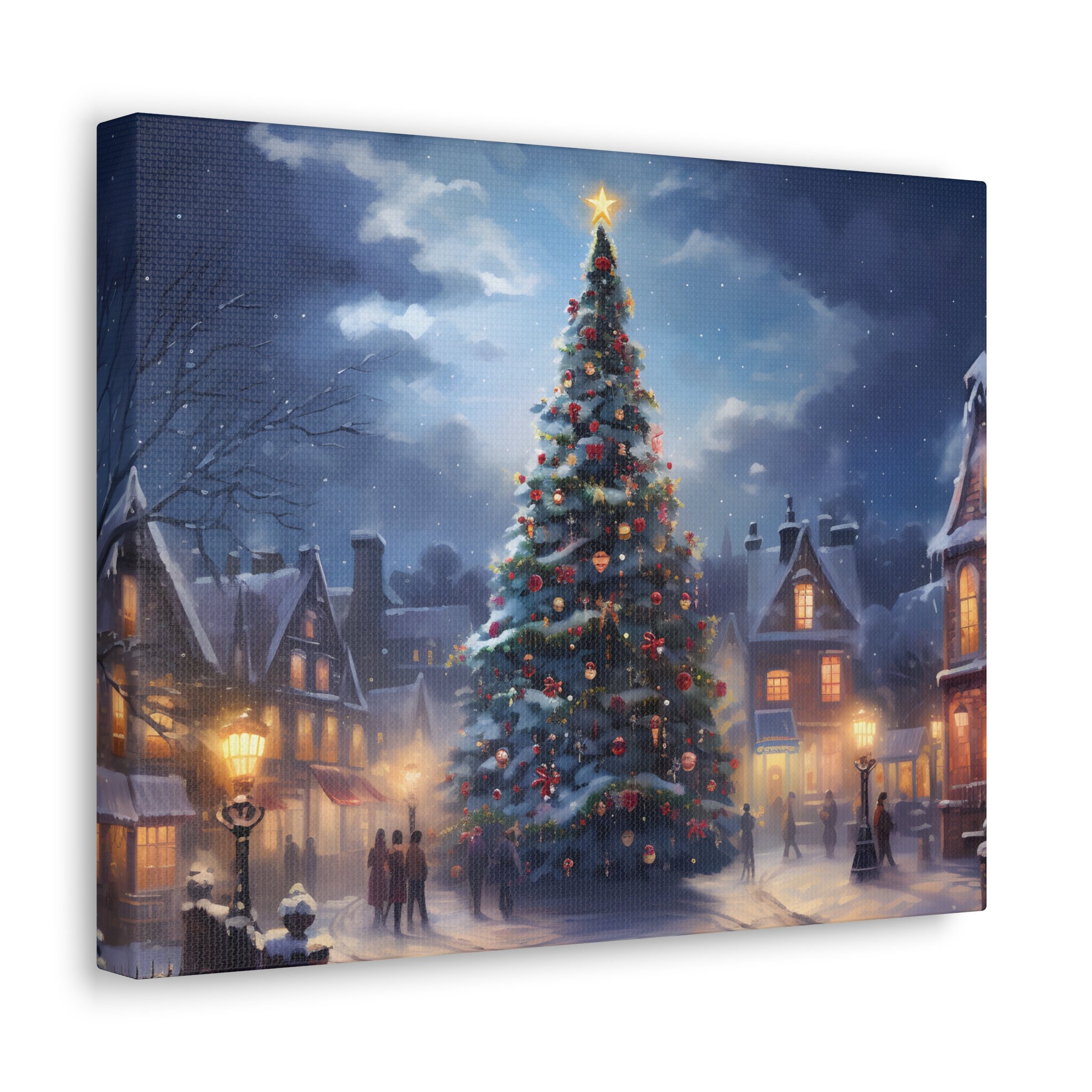 14x11 Christmas Canvas Prints, Thomas Kinkade Inspired Art, Ideal for Holiday Decor, Perfect
