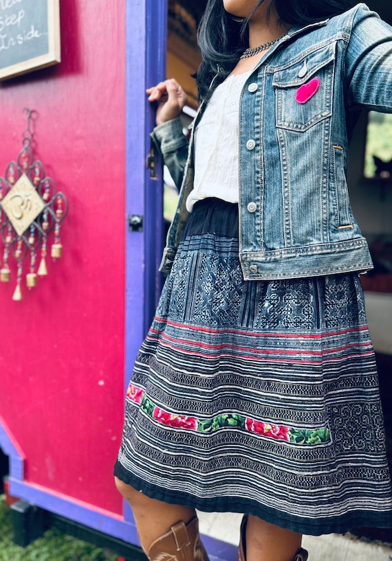 Hand embroidered, authentic Vietnamese skirt