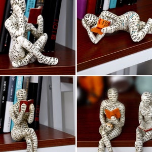 Reading Woman Figurine Pulp Bookshelf Decor Thinker Style Resin Statue Resin Abstract Sculptures Figurines