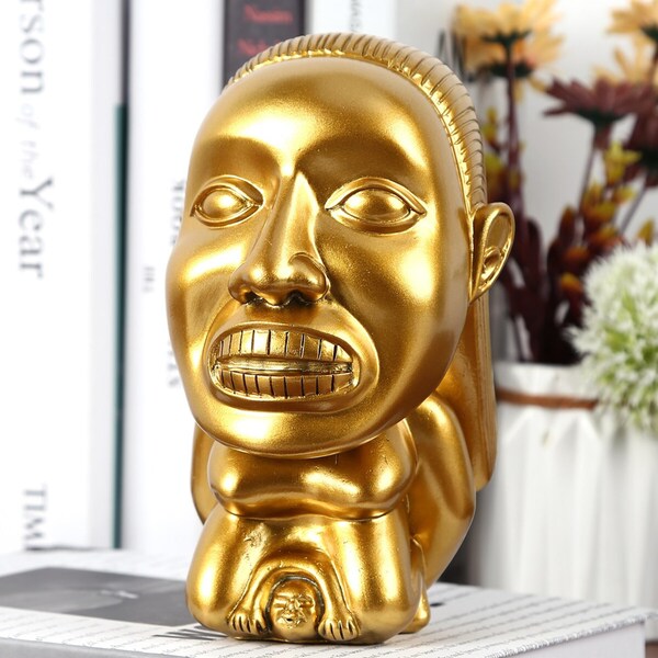 Indiana Jones Idol Golden Fertility Statue Resin Fertility Idol Sculpture with Eye Scale Raiders of The Lost Ark Cosplay Props