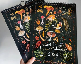 2024 Dark Forest Lunar Calendar Original Illustrated Wall Calendar For Office Home Wall pendant Art Moon Calendar Creative Gifts