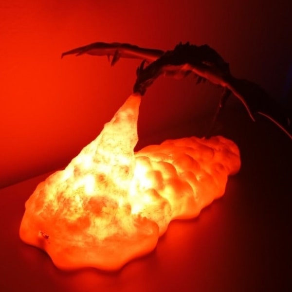 3D gedruckte Feuer speienden Drachen Form Nachtlicht für Kinderzimmer Schlafzimmer Dekoration wiederaufladbare Stimmung weiche Lichter