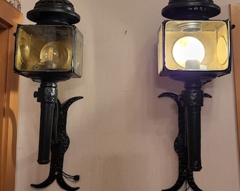 2 Antike Kutscherlampen Fa. Pröse Gladbeck Deutschland restauriert