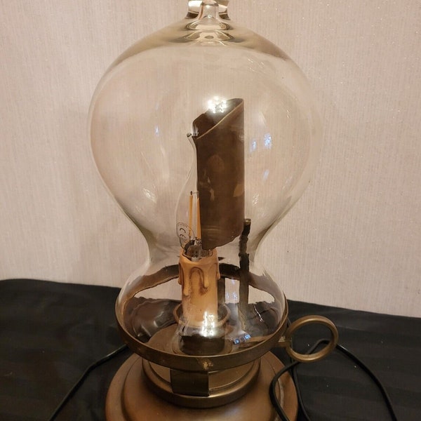 Tischlampe Antik mit Großem Glassturz Ges. H ca. 38 cm Lichtfang beweglich