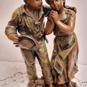 H. MOREAU Sculptuur, gegoten zink, brons en gesigneerd