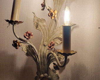 RARITY Art Nouveau wall lamp E14 3 lights Floral iron wall lamp 85 cm long