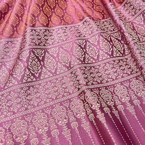 Red Thai Traditional Brocade Artificial Silk Fabric for Unique Creations