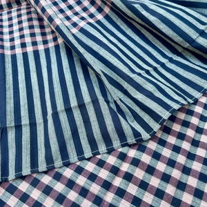 Thai Traditional Men Sarong Pha Khao Ma Checker Rainbow Multicolor Wrap Skirt Fabric