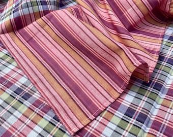 Thai Traditional Men Sarong Pha Khao Ma Checker Rainbow Multicolor Fabric Wrap Skirt