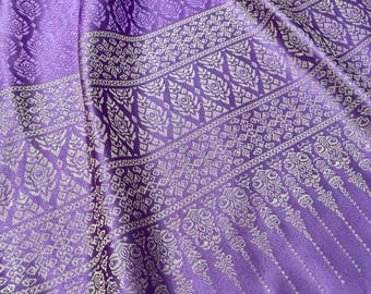 Violet Thai Brocade Artificial Silk Fabric for Traditional Costumes, Skirts, Dresses & Unique Creations