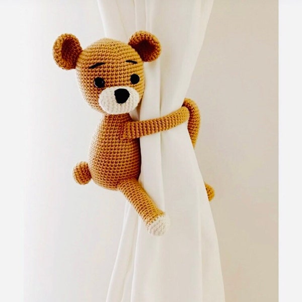 Windows Treatmen Bear tieback,Nursery Curtain tie back,Animal nursery decor,Childrens room,Curtain holdback kid