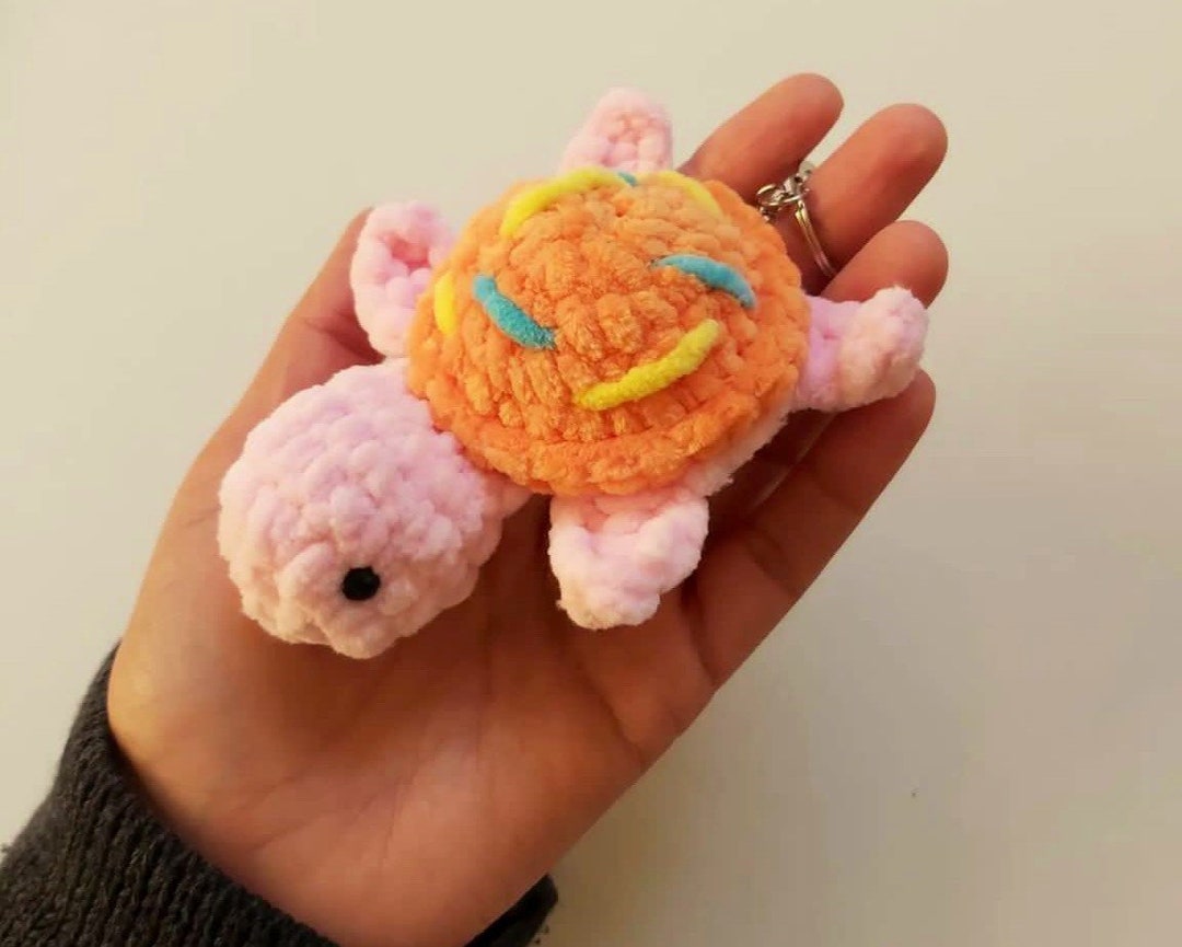 Sweet Turtle Amigurumi Keychainminiature Land Turtleorange Etsy
