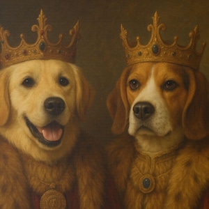 Multiple Dog Canvas, Regal Dog Art, Renaissance Oil Painting, Pet Portrait
