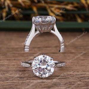 Vintage Edwardian Old European Diamond Engagement Ring 2.30ct Diamond Art Deco Engagement Ring In 935 Argentium Silver Estate Victorian Ring
