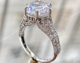 2.50 Ct Old European Diamond Edwardian Art Deco Engagement Ring In 18K White Gold Plated / Antique Solitaire Ring / Vintage Engagement Ring