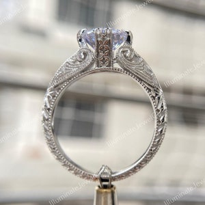 Vintage Edwardian Diamond Ring, 1.80 Carat Old European Diamond Art Deco Engagement Ring In 935 Argentium Silver Ethical Victorian Ring