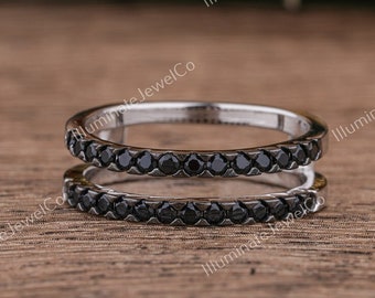 Black Moissanite Enhancer Ring Guard Wraps For Ring Enhancer Wrap Ring Engagement Enhancer Ring Black Onyx Diamond Wrap Guard Band For Women