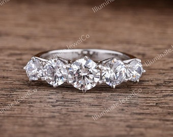 Antiker Art-Deco-Trauring Altes europäisches Stapelband, Fünf-Stein-Diamantband, Verlobungsring Antiker Edwardian Bandring Retro Vintage Band