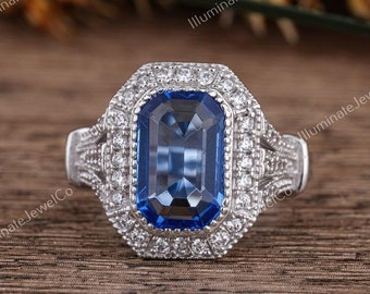 Anello Donna Argento 935 Argentium Con Zaffiro Blu Simulato - Artigianale India