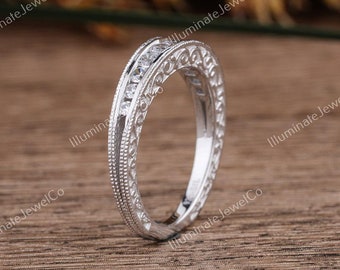 Vintage Edwardian Band, alte Mine stapelbare Band, antiker Ring, Vintage Band Moissanite Band, zierliche Eheringe, filigrane Band