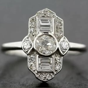 Edwardian Estate Engagement Ring/ Art Deco Antique Ring/ 1.79 Ct Round Diamond Ring/ 935 Argentium Silver Wedding Ring/ Vintage Ring For Her