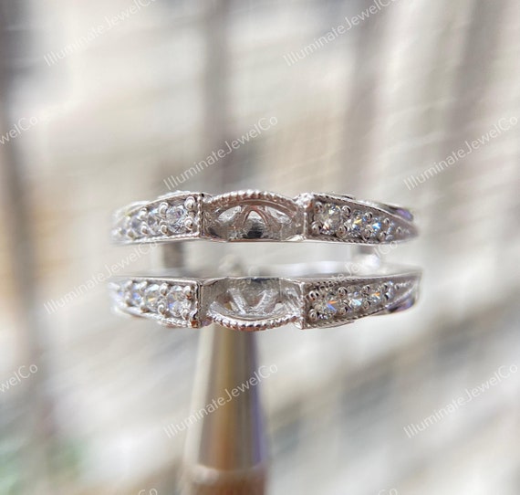 Vintage Diamond Matching Wrap Guard Band, Antique Wedding Wrap